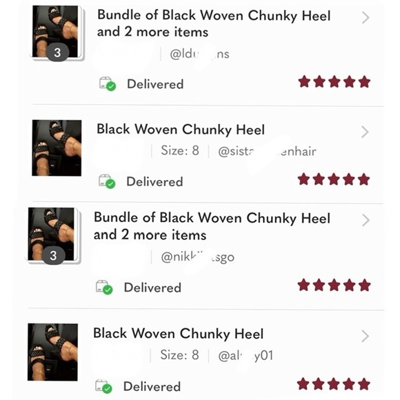 Black Woven Chunky Heel - Picture 9 of 10